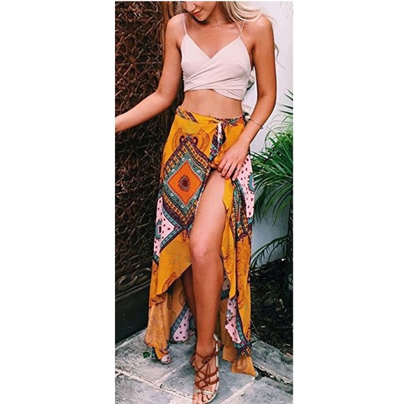 ⭐️HOST PICK⭐️😻Womens Boho Monogram Wrap Skirt😻 - Picture 3 of 3